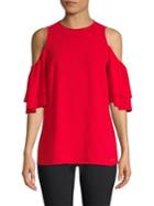 Michael Michael Kors Petite Cold Shoulder Flounce Sleeve Top