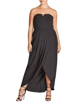 City Chic Plus Romantic Drape Maxi Dress