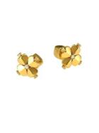 Kate Spade New York Crystal And 12k Yellow Goldplated Spade Flower Double Stud Earrings