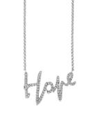 Effy Novelty Diamond And 14k White Gold Hope Necklace