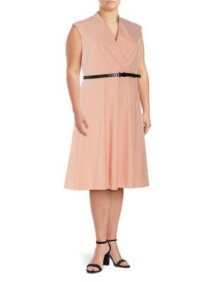 Calvin Klein Plus Belted Fit-&-flare Dress
