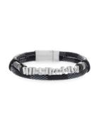 Lord & Taylor Stainless Steel & Vegan Leather Double Strand Bracelet