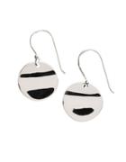 Lord & Taylor Sterling Silver Rippled Disc Drop Earrings