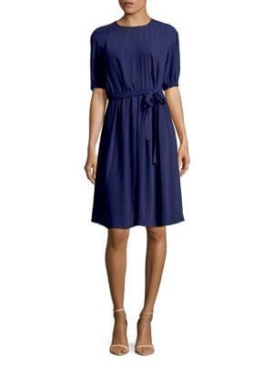 Anne Klein Waist-tie Stripe Fit-and-flare Dress