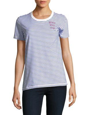 Bow And Drape Striped Slogan Tee