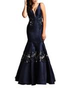 Mac Duggal Lace-accented Trumpet Gown