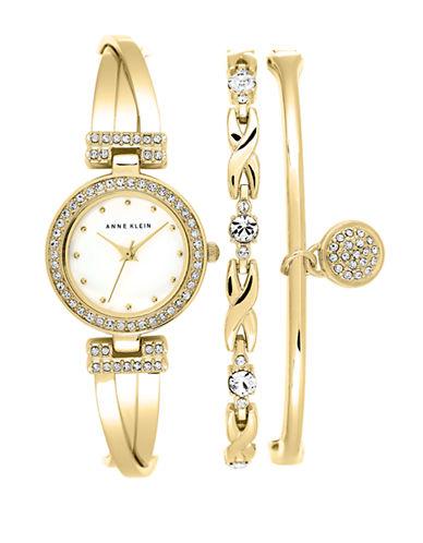 Anne Klein Ladies Swarovski Crystal And Goldtone Bracelet Watch Set