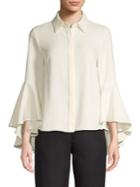 Eliza J Bell-sleeve Button-front Blouse