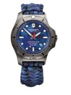 Victorinox Swiss Army I.n.o.x. Professional Diver Sandblasted Titanium Blue Camo Paracord Strap Watch