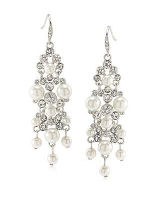 Carolee Grand Entrance 3mm And 5mm Faux Pearl Chandelier Earrings