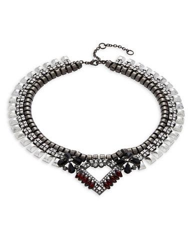 Gerard Yosca Gunmetal Crystal Pendant Layered Necklace