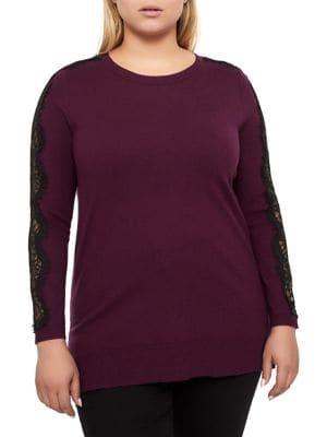 Addition Elle Michel Studio Plus Lace Trim Sweater
