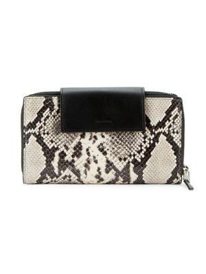 Allsaints Snake-print Foldover Leather Wallet