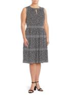 Michael Michael Kors Plus Leopard Print Border Keyhole Dress
