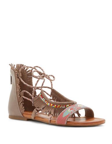 Jessica Simpson Beaded & Fringed Leather Sandals
