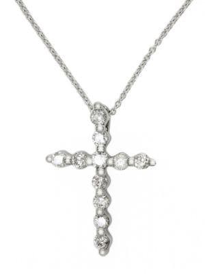 Effy Classique 14k White Gold & 0.5 Tcw Diamond Cross Pendant Necklace