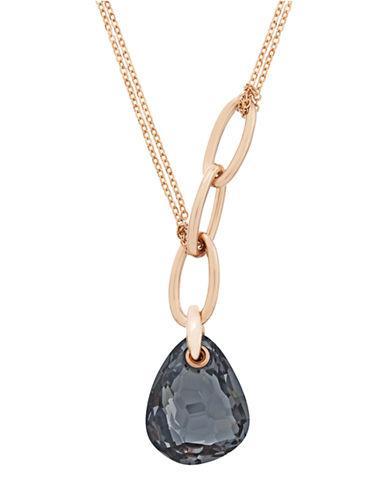 Swarovski Rose Gold-tone Link Necklace With Jet Crystal Pendant