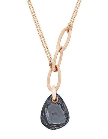 Swarovski Rose Gold-tone Link Necklace With Jet Crystal Pendant