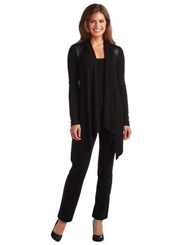 Grace Elements Cardigan With Faux-leather Trim