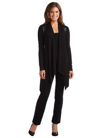 Grace Elements Cardigan With Faux-leather Trim