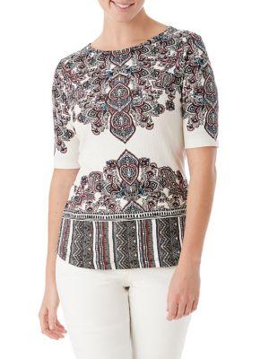 Olsen Elbow-sleeve Paisley Tee