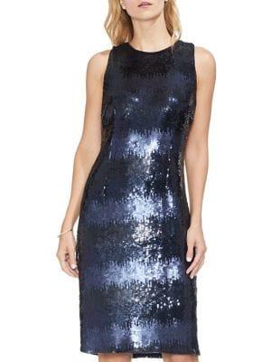 Vince Camuto Sapphire Sheen Sequin Sheath Dress