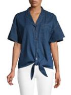 Vero Moda Flavia Tie-front Flounce Chambray Blouse