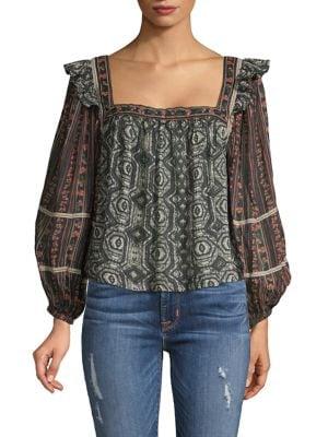 Free People Mostly Meadow Patchwork Print Top