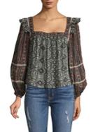 Free People Mostly Meadow Patchwork Print Top
