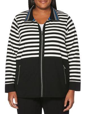 Rafaella Plus Striped Zip-up Jacket