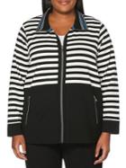 Rafaella Plus Striped Zip-up Jacket