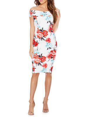 Quiz Floral Off-the-shoulder Sheath Dress