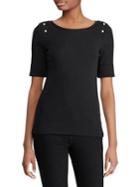 Lauren Ralph Lauren Button Scoopneck Top