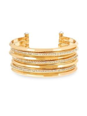 Bcbgeneration Starry Eyed Goldtone & Pave Crystal Multi-row Cuff Bracelet