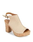 Kenneth Cole Reaction Tole Tally Nubuck Stacked Heel Sandals