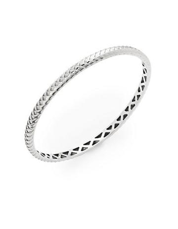 Bh Multi Color Corp. Textured 18k White Gold Plated Sterling Silver Bangle Bracelet