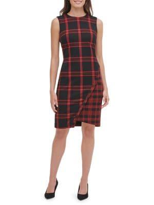 Tommy Hilfiger Plaid Asymmetric Sheath Dress