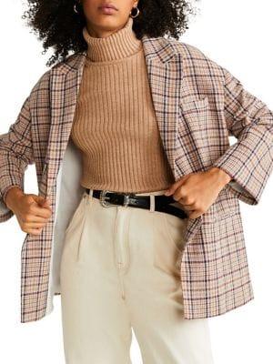 Mango Checkered Unstructured Jacket