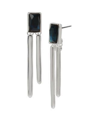 Robert Lee Morris Silvertone And Geometric Stone Stick Drop Earrings