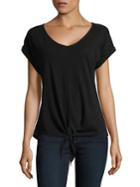 Lord & Taylor Petite V-neck Tie-front Tee