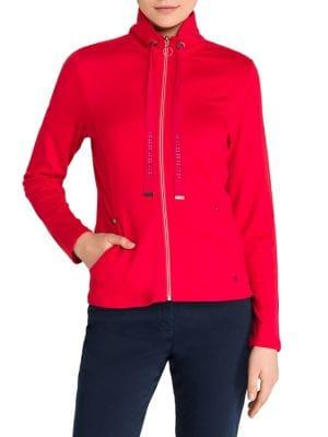 Olsen Color Love Tie-neck Zip Front Jacket