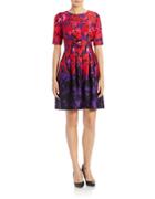 Gabby Skye Floral-print Scuba Fit-and-flare Dress