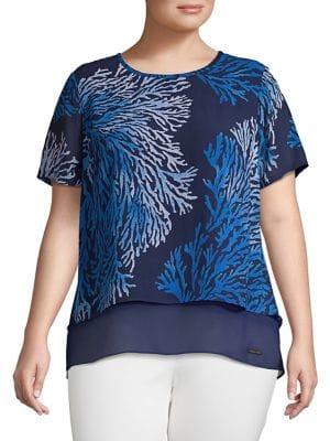 Michael Michael Kors Plus Tahitian Reef-print Top