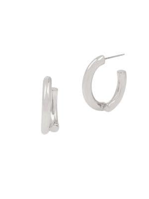 H Halston Sculptural Links Small Hoop Earrings