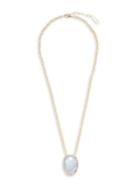 Sole Society Goldtone And Semi-precious Reversible Pendant Necklace