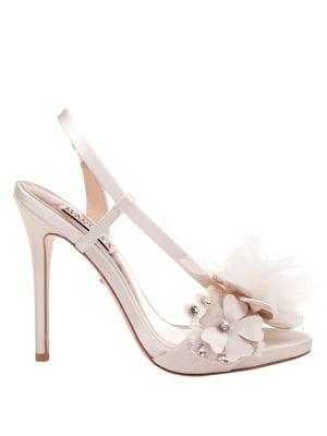 Badgley Mischka Forever Floral Satin Slingback Sandals