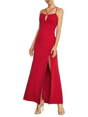 Bcbgmaxazria Deep V-neck High-low Evening Gown