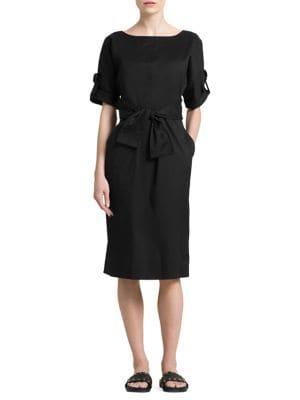 Dkny Tab-sleeve Waist-tie Dress