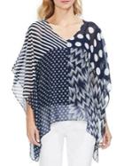 Vince Camuto Sapphire Sheen Patchwork Poncho Top