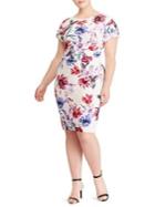 Lauren Ralph Lauren Plus Floral Ruffle-sleeve Bodycon Dress